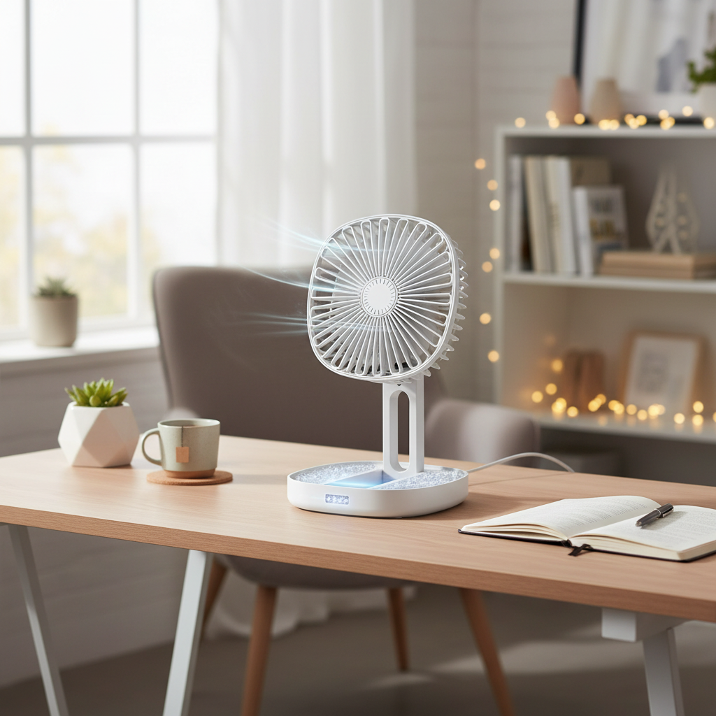 3-Speed Foldable LED Cooling Fan - Lifestyle