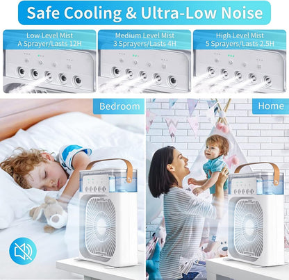 Portable Mist Fan, Cooling Fan LED Light, Air Conditioner Water Fan